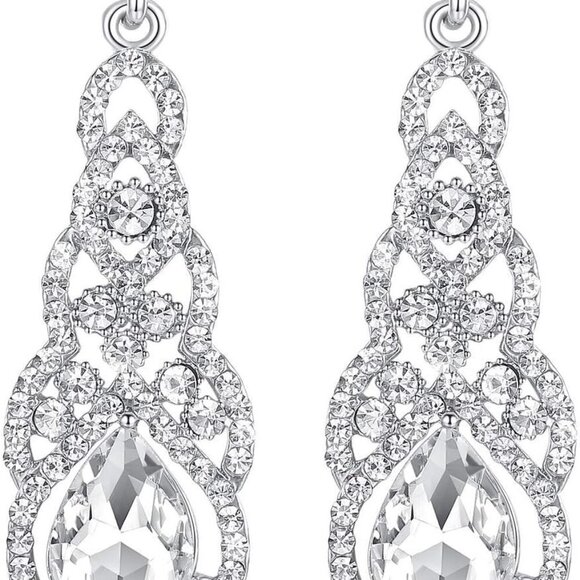 Luxury Teardrop Crystal Dangle Earrings - Lightweight & Hypoallergenic Bliss - Picture 1 of 6